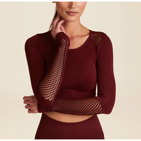 Alala Tops - ALALA Seamless Long Sleeve Crop Tee in Oxblood NEW Large]